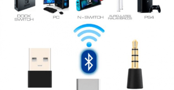  ADAPTADOR DE AUDIO Y MICRÓFONO BLUETOOTH PS4 SWITCH PC
