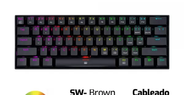 TECLADO REDRAGON DRAGONBORN K630 | INGLES | MECANICO | SW-BROWN | RGB | NEGRO