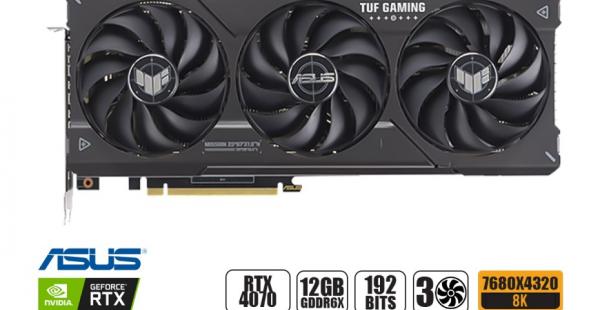 TARJETA DE VIDEO ASUS TUF RTX 4070 12GB GDDR6X GAMING GEFORCE NVIDIA 192 BITS, GRAFICO PARA VIDEOJUEGOS, 3 VENTILADORES