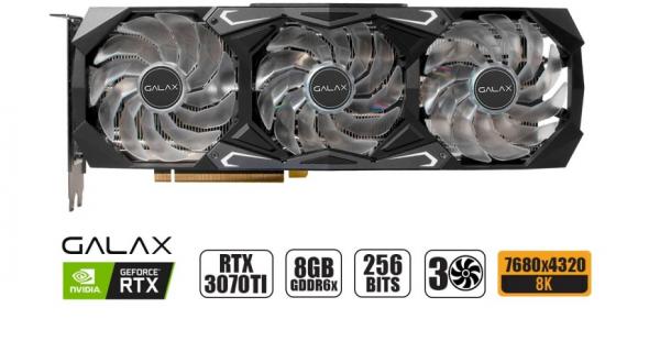 TARJETA DE VIDEO GALAX RTX 3070 TI 8GB GDDR6X GEFORCE NVIDIA 256 BITS, GRAFICO PARA VIDEOJUEGOS, 3 VENTILADORES