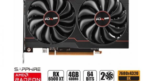 TARJETA DE VIDEO SAPPHIRE RADEON RX 6500 XT OC 4GB DDR6 64 BITS, GRAFICO PARA VIDEOJUEGOS, 2 VENTILADORES