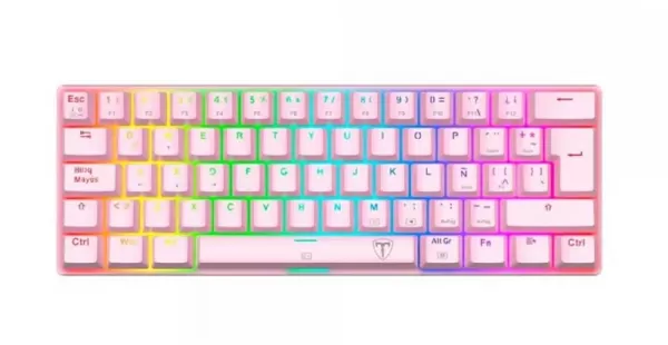 TECLADO T-DAGGER ARENA T-TGK321 | ESPAÑOL | MECANICO | SW-RED | RAINBOW | ROSADO